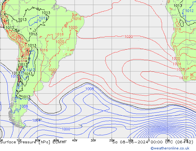 Luchtdruk (Grond) ECMWF za 08.06.2024 00 UTC