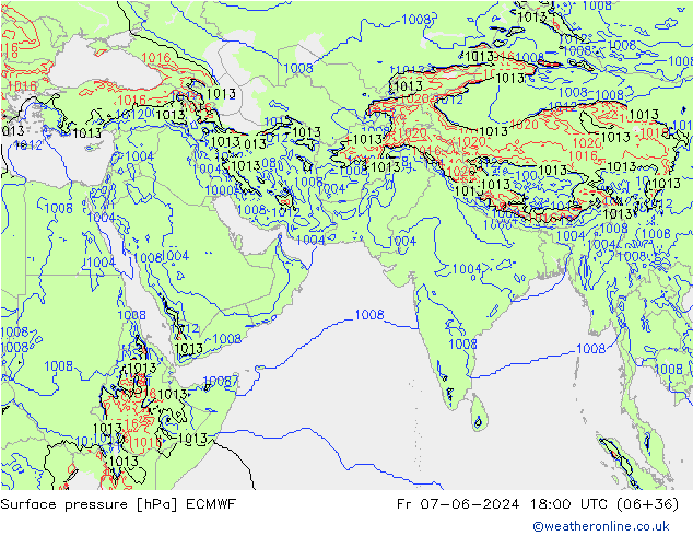 Surface pressure ECMWF Fr 07.06.2024 18 UTC