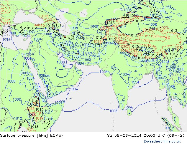 Pressione al suolo ECMWF sab 08.06.2024 00 UTC