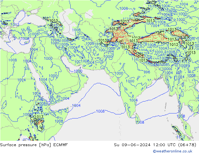 Surface pressure ECMWF Su 09.06.2024 12 UTC