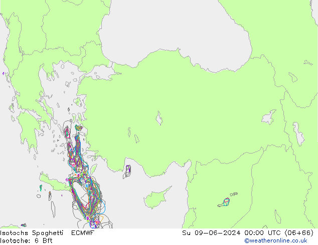 Eşrüzgar Hızları Spaghetti ECMWF Paz 09.06.2024 00 UTC