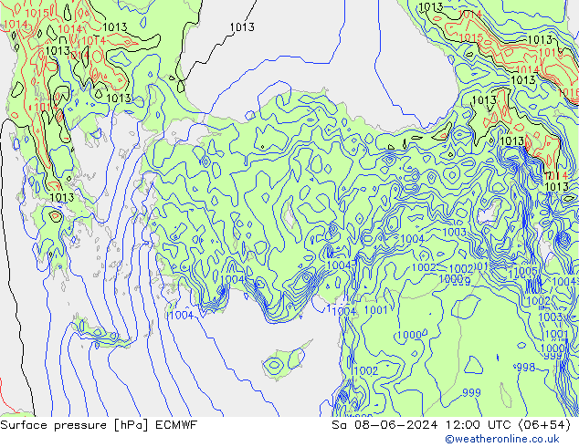 ciśnienie ECMWF so. 08.06.2024 12 UTC