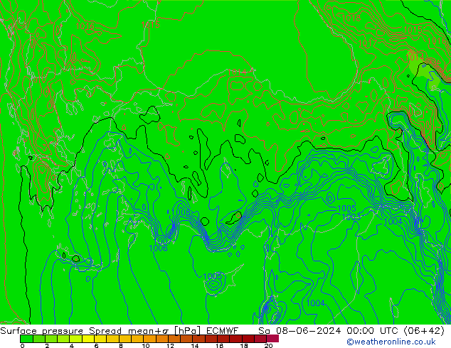 Bodendruck Spread ECMWF Sa 08.06.2024 00 UTC