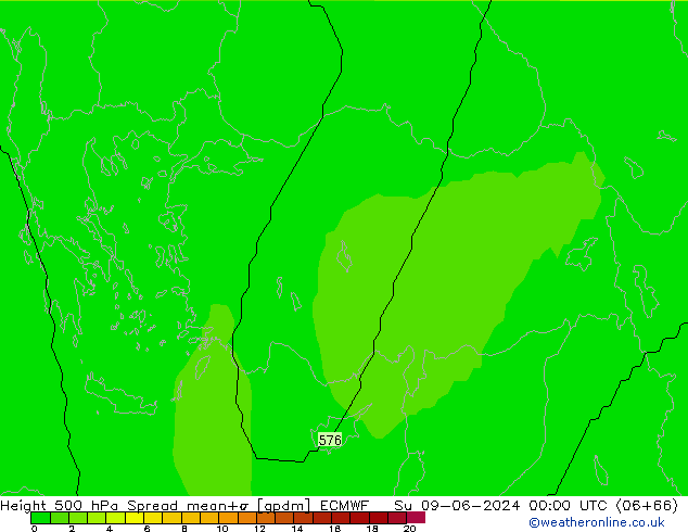 500 hPa Yüksekliği Spread ECMWF Paz 09.06.2024 00 UTC