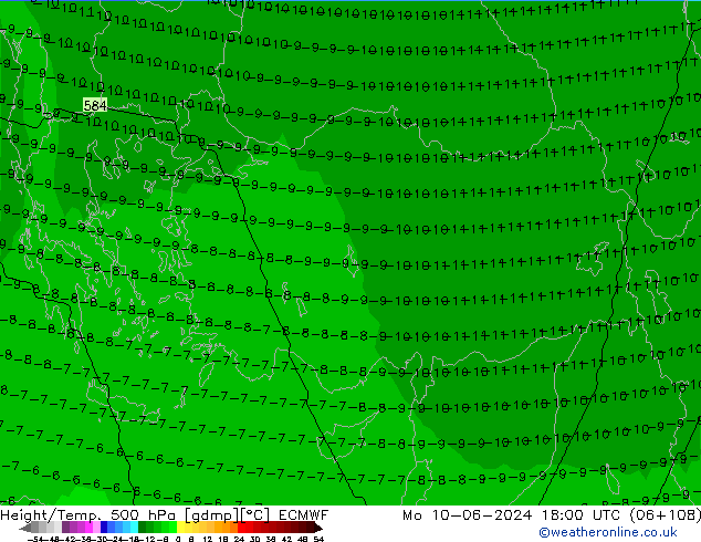 Géop./Temp. 500 hPa ECMWF lun 10.06.2024 18 UTC