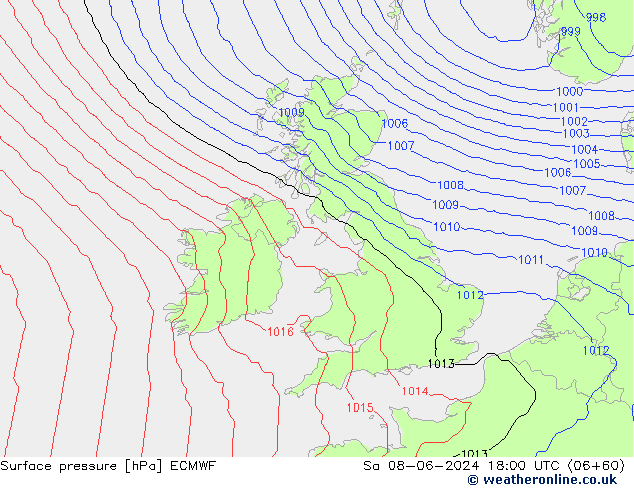 pressão do solo ECMWF Sáb 08.06.2024 18 UTC