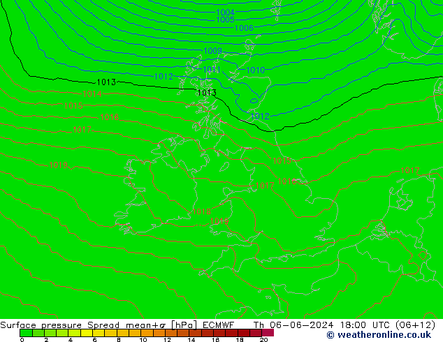 ciśnienie Spread ECMWF czw. 06.06.2024 18 UTC