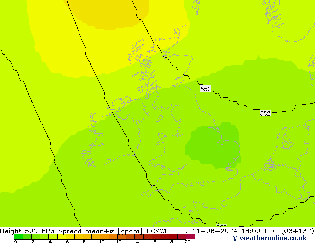 Height 500 hPa Spread ECMWF  11.06.2024 18 UTC