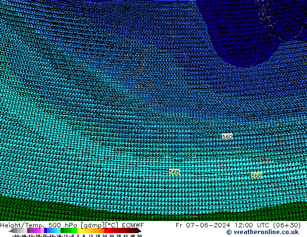 Height/Temp. 500 hPa ECMWF pt. 07.06.2024 12 UTC