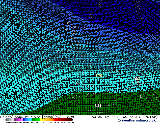 Yükseklik/Sıc. 500 hPa ECMWF Paz 09.06.2024 00 UTC