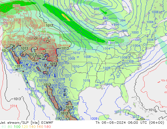 Jet stream/SLP ECMWF Th 06.06.2024 06 UTC