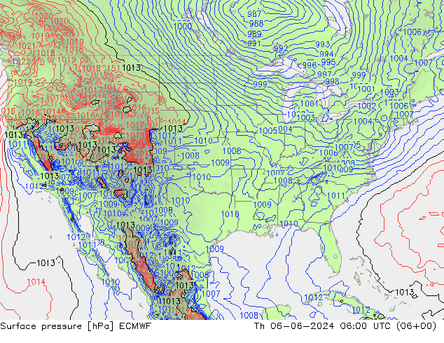 Atmosférický tlak ECMWF Čt 06.06.2024 06 UTC