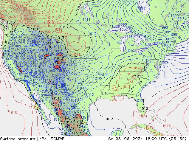 Pressione al suolo ECMWF sab 08.06.2024 18 UTC