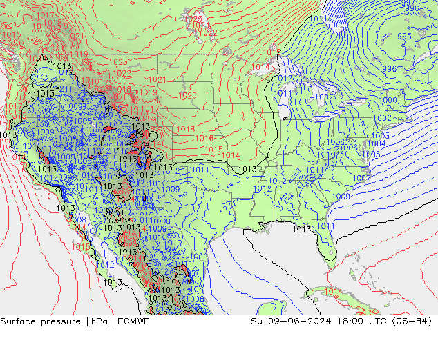 pression de l'air ECMWF dim 09.06.2024 18 UTC