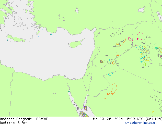 Isotachs Spaghetti ECMWF lun 10.06.2024 18 UTC