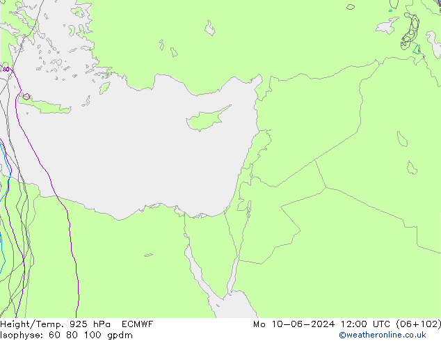 Geop./Temp. 925 hPa ECMWF lun 10.06.2024 12 UTC