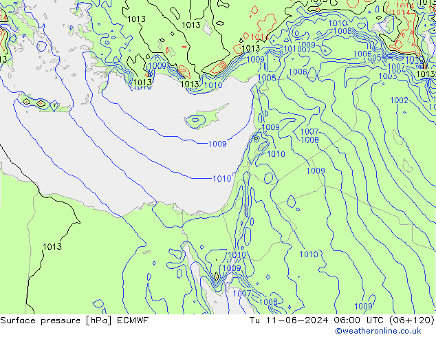 pressão do solo ECMWF Ter 11.06.2024 06 UTC