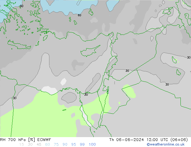 RH 700 hPa ECMWF  06.06.2024 12 UTC