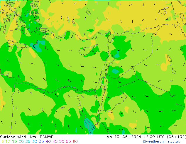 Viento 10 m ECMWF lun 10.06.2024 12 UTC