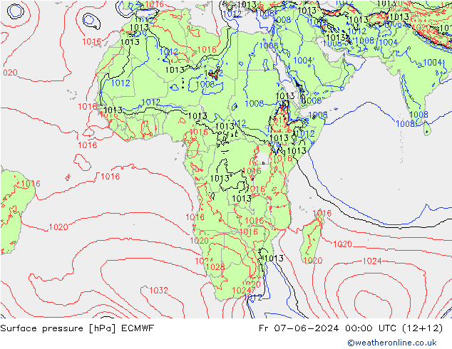 приземное давление ECMWF пт 07.06.2024 00 UTC