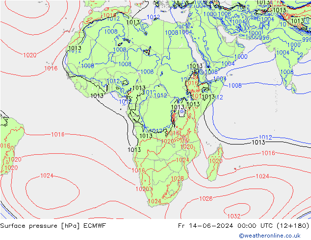 pression de l'air ECMWF ven 14.06.2024 00 UTC