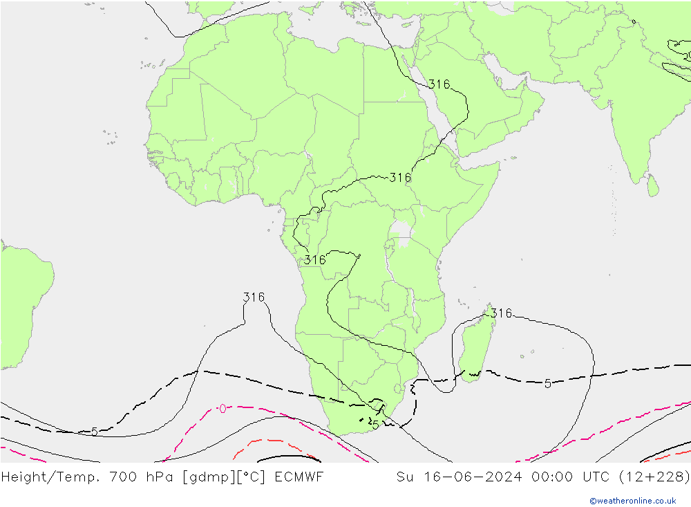 Géop./Temp. 700 hPa ECMWF dim 16.06.2024 00 UTC