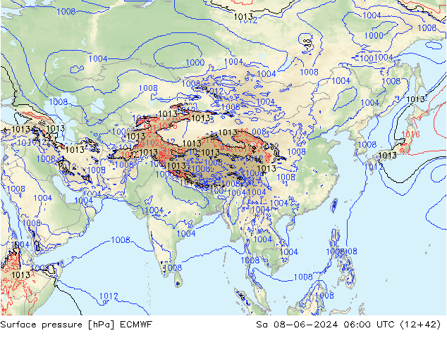 Yer basıncı ECMWF Cts 08.06.2024 06 UTC