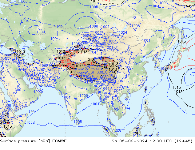 Atmosférický tlak ECMWF So 08.06.2024 12 UTC