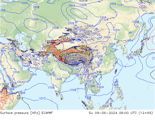 Surface pressure ECMWF Su 09.06.2024 06 UTC