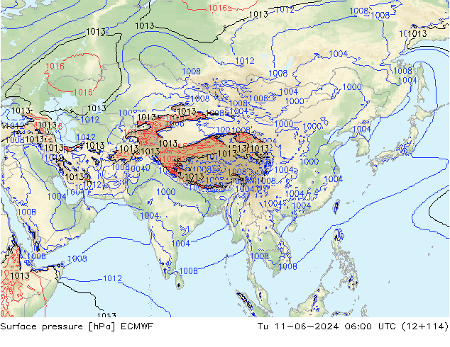 Bodendruck ECMWF Di 11.06.2024 06 UTC