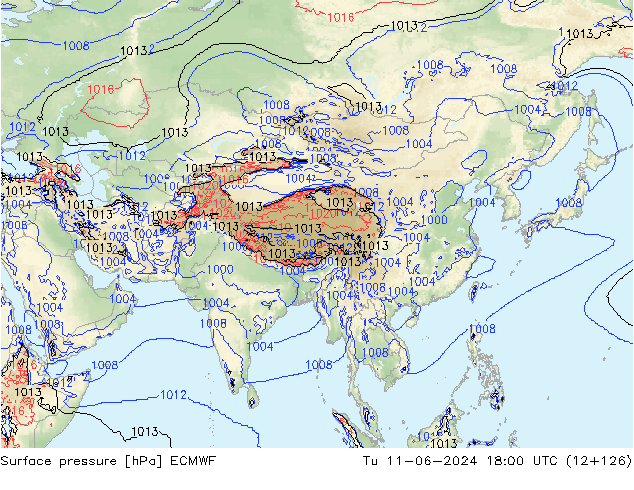 Luchtdruk (Grond) ECMWF di 11.06.2024 18 UTC