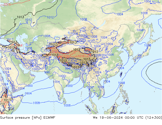 Yer basıncı ECMWF Çar 19.06.2024 00 UTC