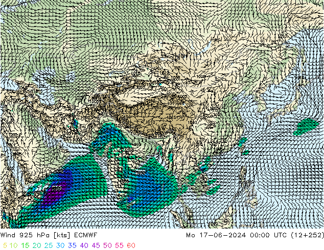 Vento 925 hPa ECMWF Seg 17.06.2024 00 UTC