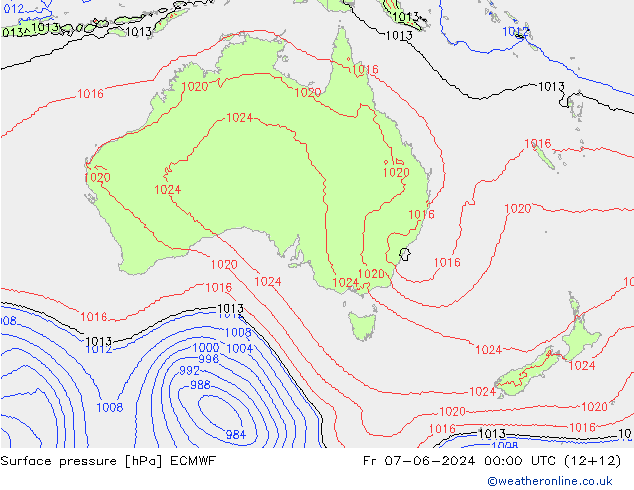 Pressione al suolo ECMWF ven 07.06.2024 00 UTC