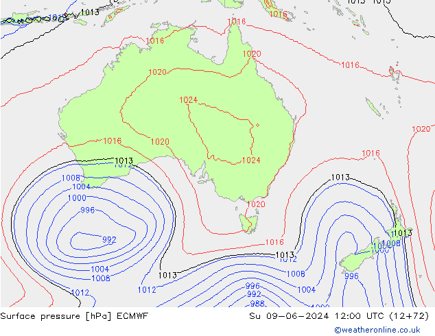 Surface pressure ECMWF Su 09.06.2024 12 UTC