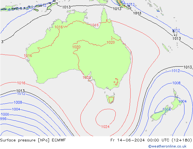 Luchtdruk (Grond) ECMWF vr 14.06.2024 00 UTC