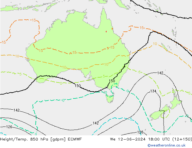 Géop./Temp. 850 hPa ECMWF mer 12.06.2024 18 UTC