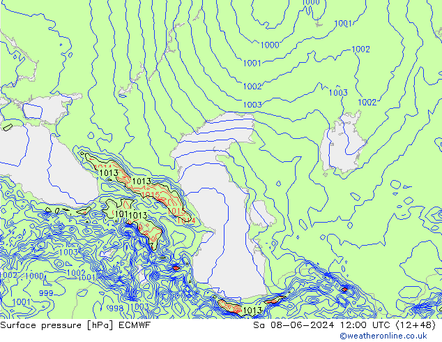 Yer basıncı ECMWF Cts 08.06.2024 12 UTC