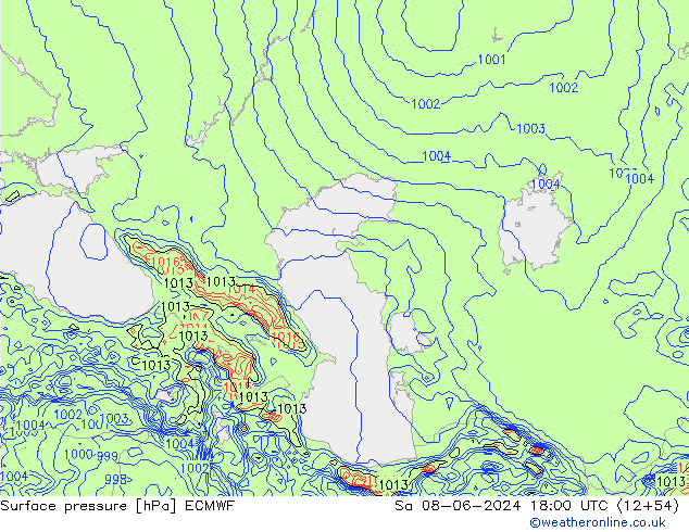 Luchtdruk (Grond) ECMWF za 08.06.2024 18 UTC