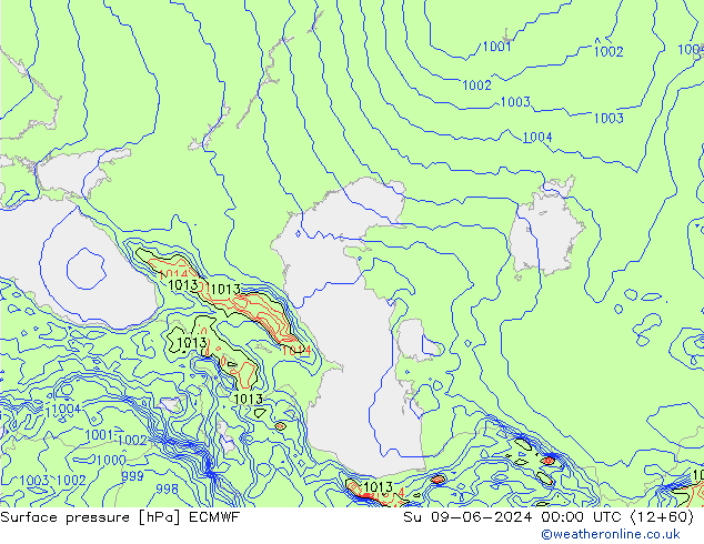 pressão do solo ECMWF Dom 09.06.2024 00 UTC