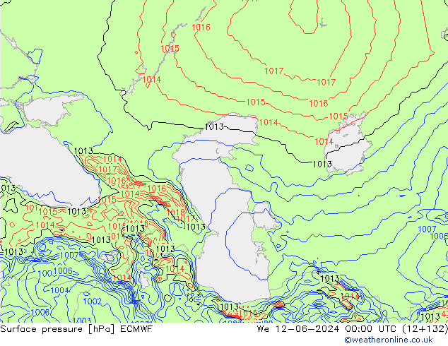 Surface pressure ECMWF We 12.06.2024 00 UTC