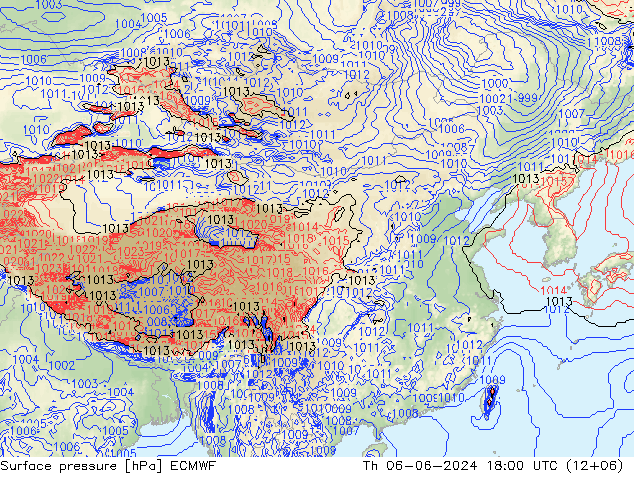 地面气压 ECMWF 星期四 06.06.2024 18 UTC