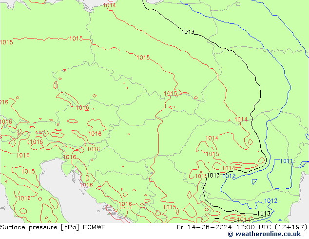 pressão do solo ECMWF Sex 14.06.2024 12 UTC