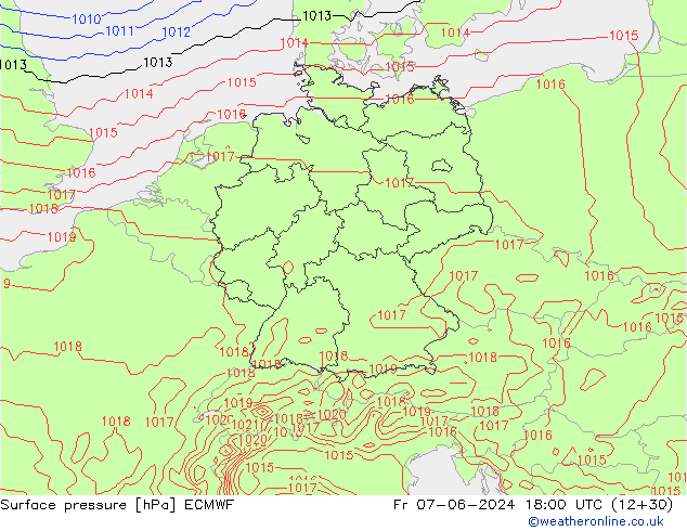 Surface pressure ECMWF Fr 07.06.2024 18 UTC