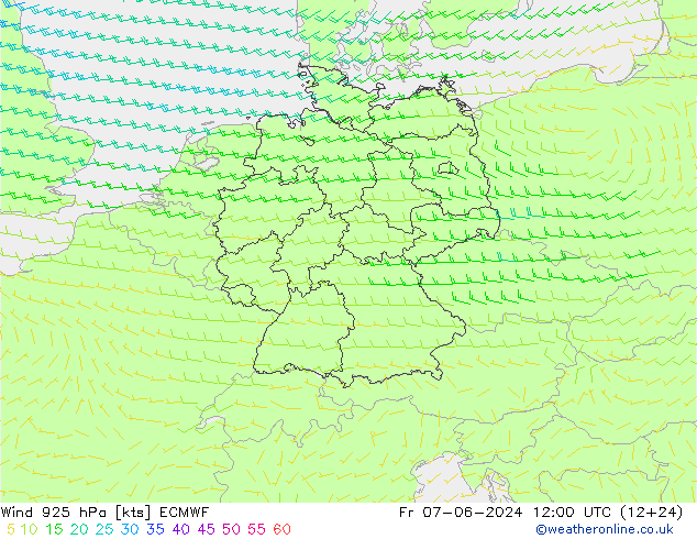 Wind 925 hPa ECMWF Fr 07.06.2024 12 UTC