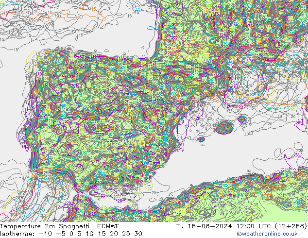 Sıcaklık Haritası 2m Spaghetti ECMWF Sa 18.06.2024 12 UTC