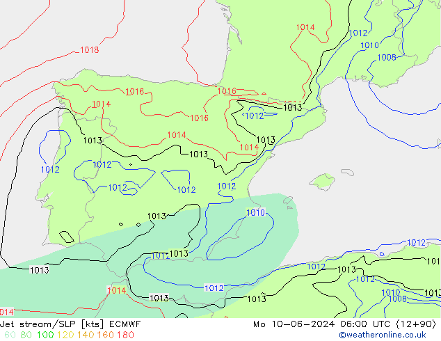 Prąd strumieniowy ECMWF pon. 10.06.2024 06 UTC