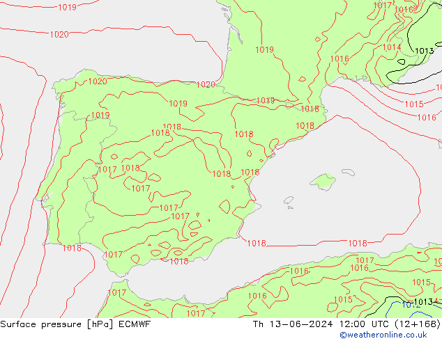 pression de l'air ECMWF jeu 13.06.2024 12 UTC