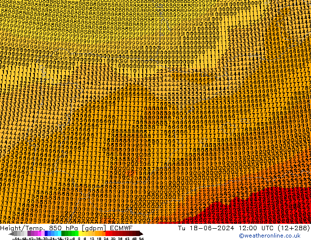 Yükseklik/Sıc. 850 hPa ECMWF Sa 18.06.2024 12 UTC