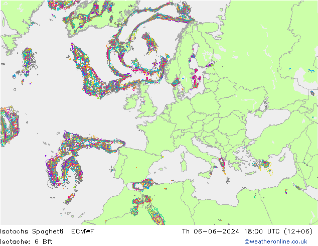 Isotaca Spaghetti ECMWF jue 06.06.2024 18 UTC